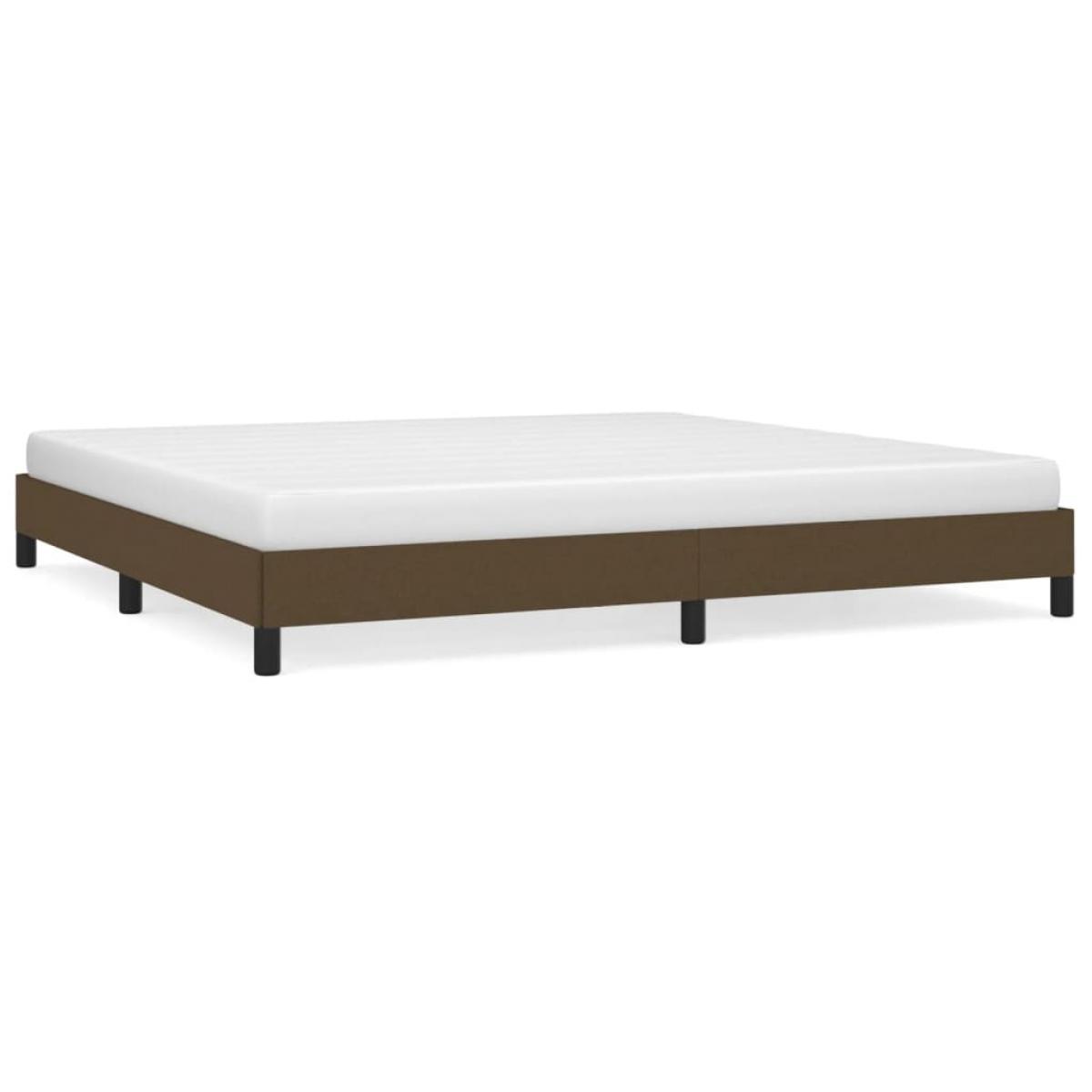 Estructura de cama tela marrón oscuro 200x200 cm