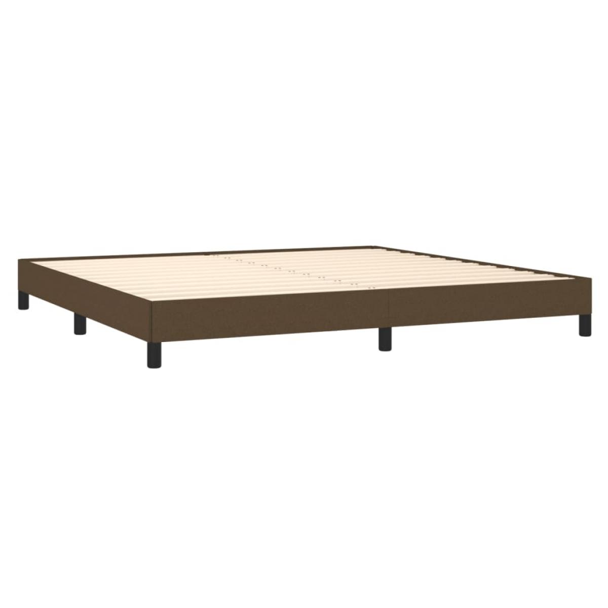 Estructura de cama tela marrón oscuro 200x200 cm