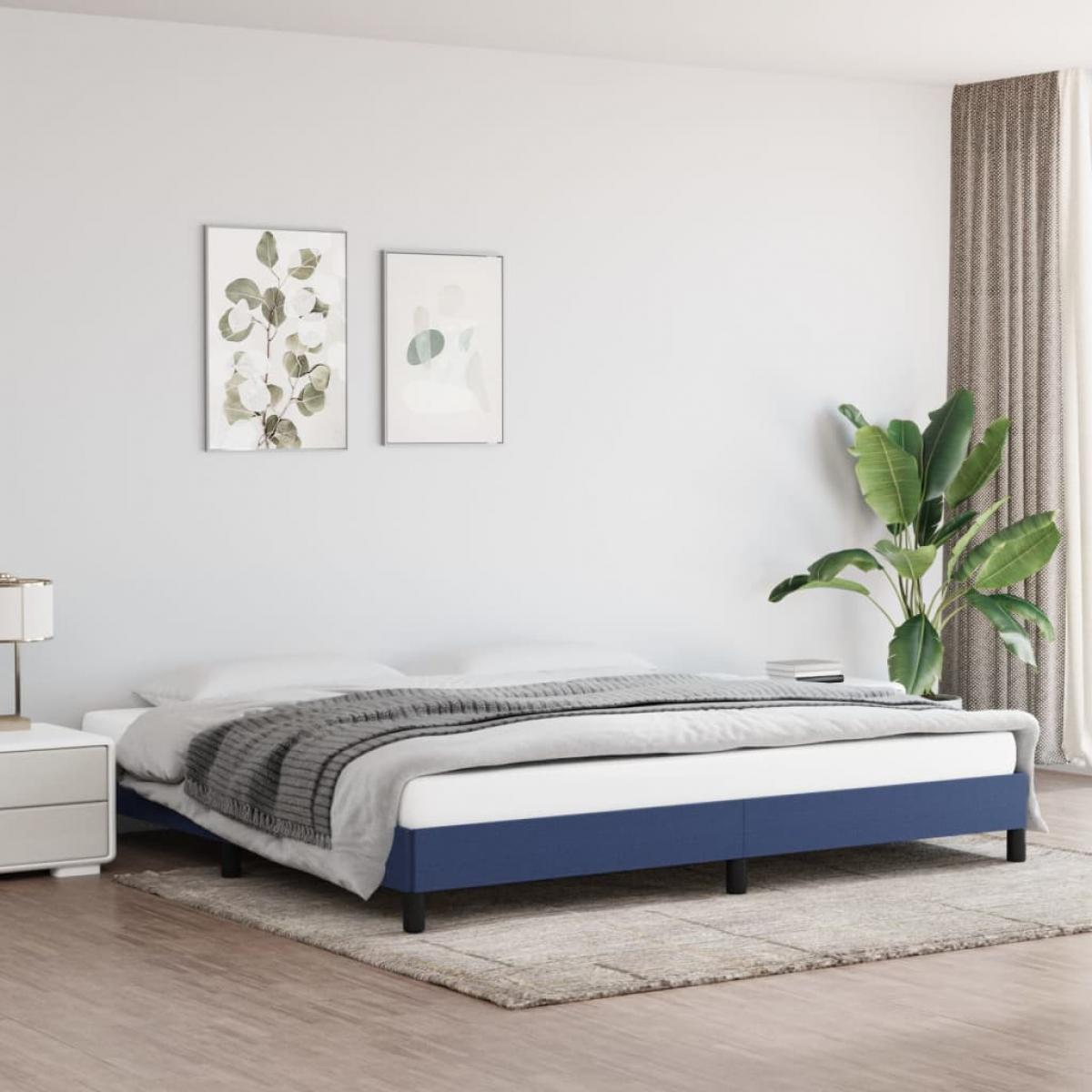 Cama sin colchón tela azul 200x200 cm