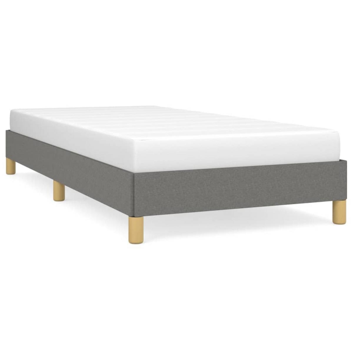 Estructura de cama de tela gris oscuro 90x190 cm