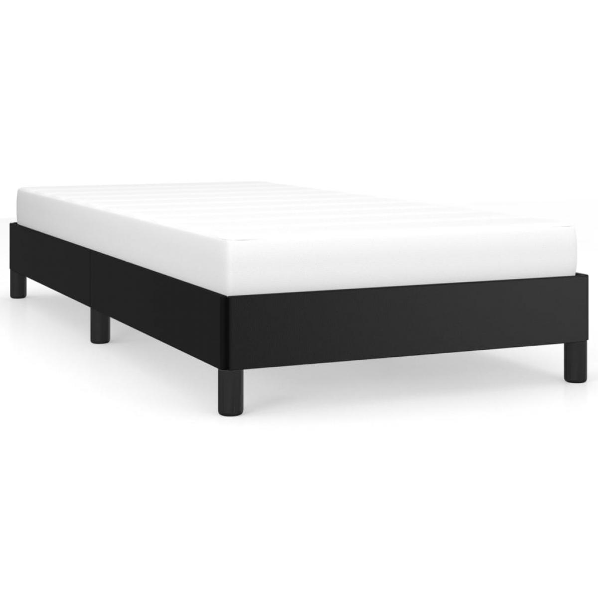 Estructura de cama sin colchón cuero sintético negro 80x200 cm