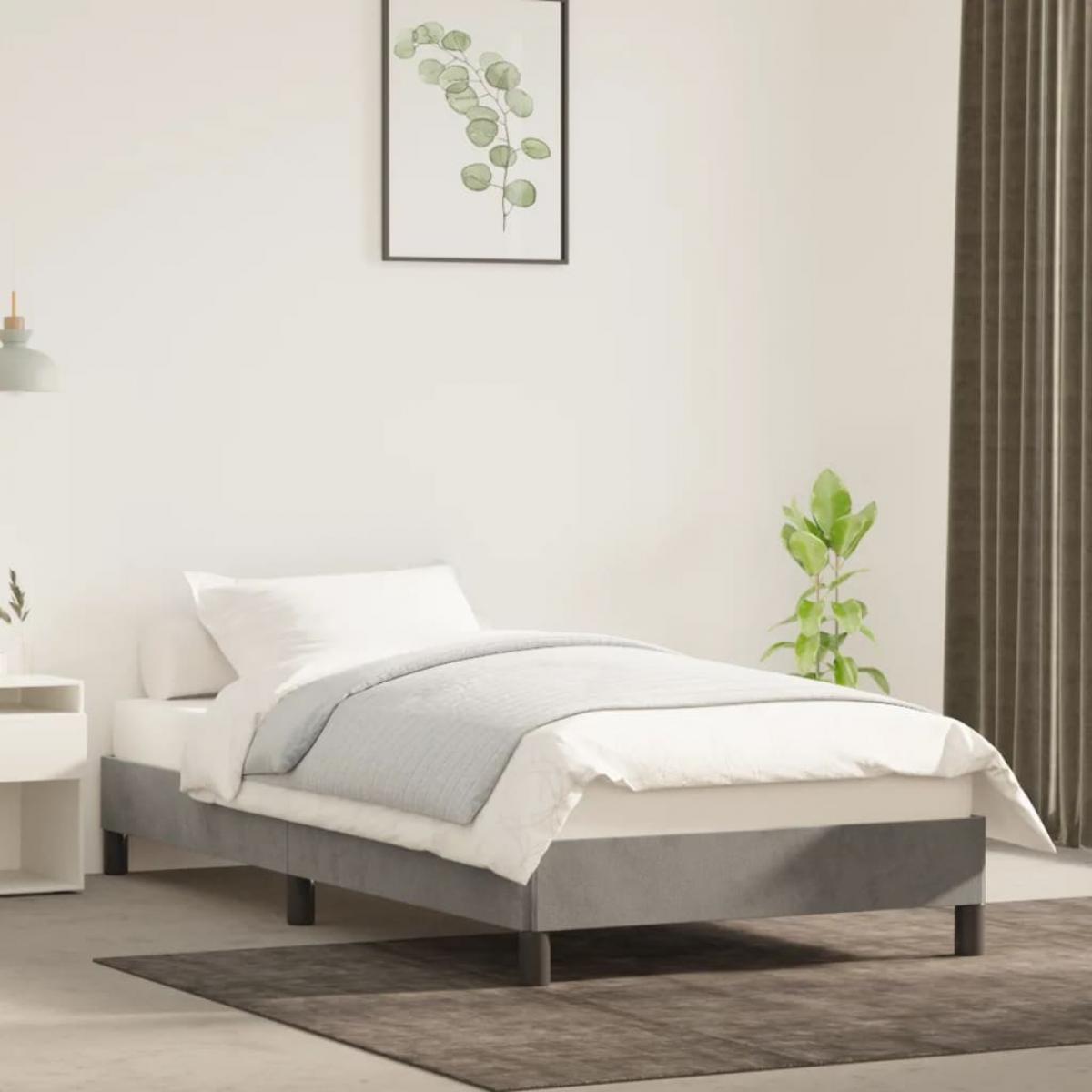 Estructura de cama sin colchón terciopelo gris claro 100x200 cm