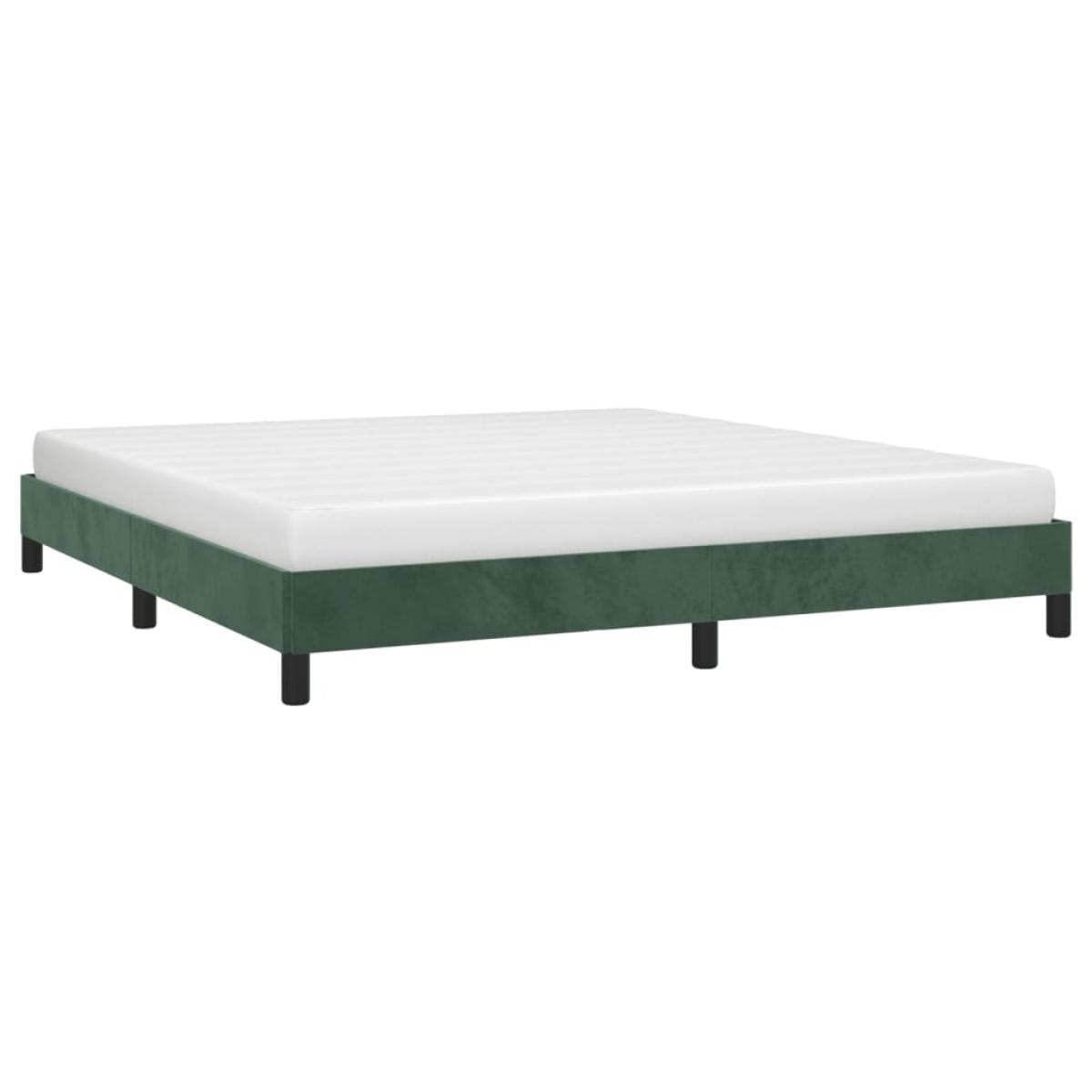 Estructura cama sin colchón terciopelo verde oscuro 180x200 cm