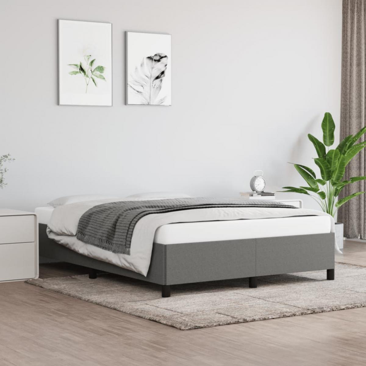 Estructura de cama sin colchón tela gris oscuro 140x200 cm