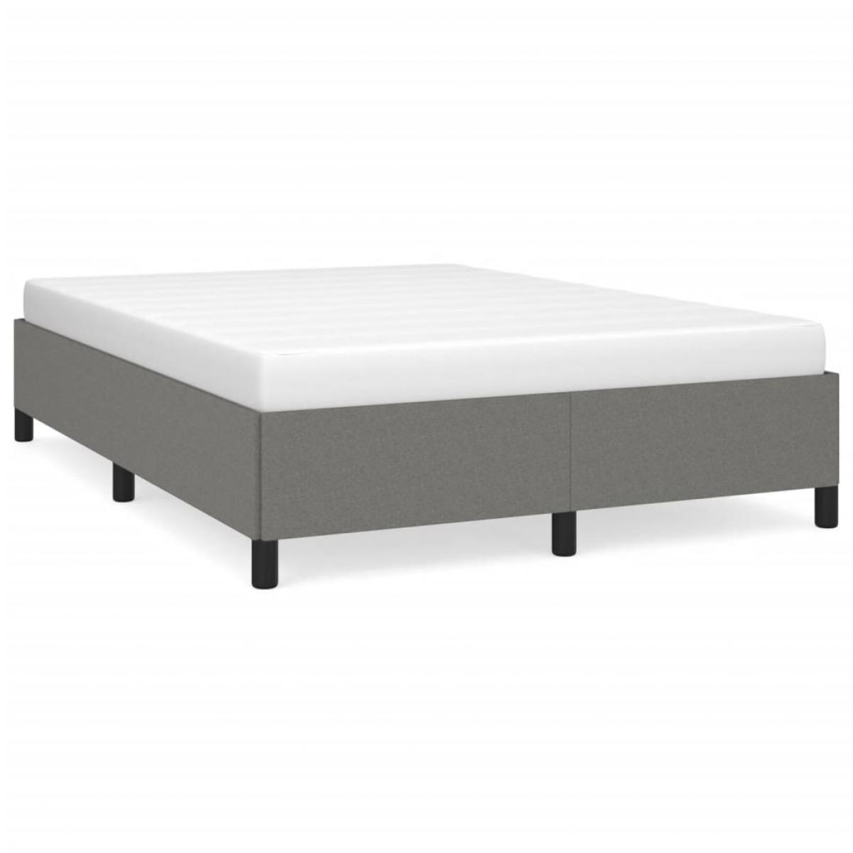 Estructura de cama sin colchón tela gris oscuro 140x200 cm
