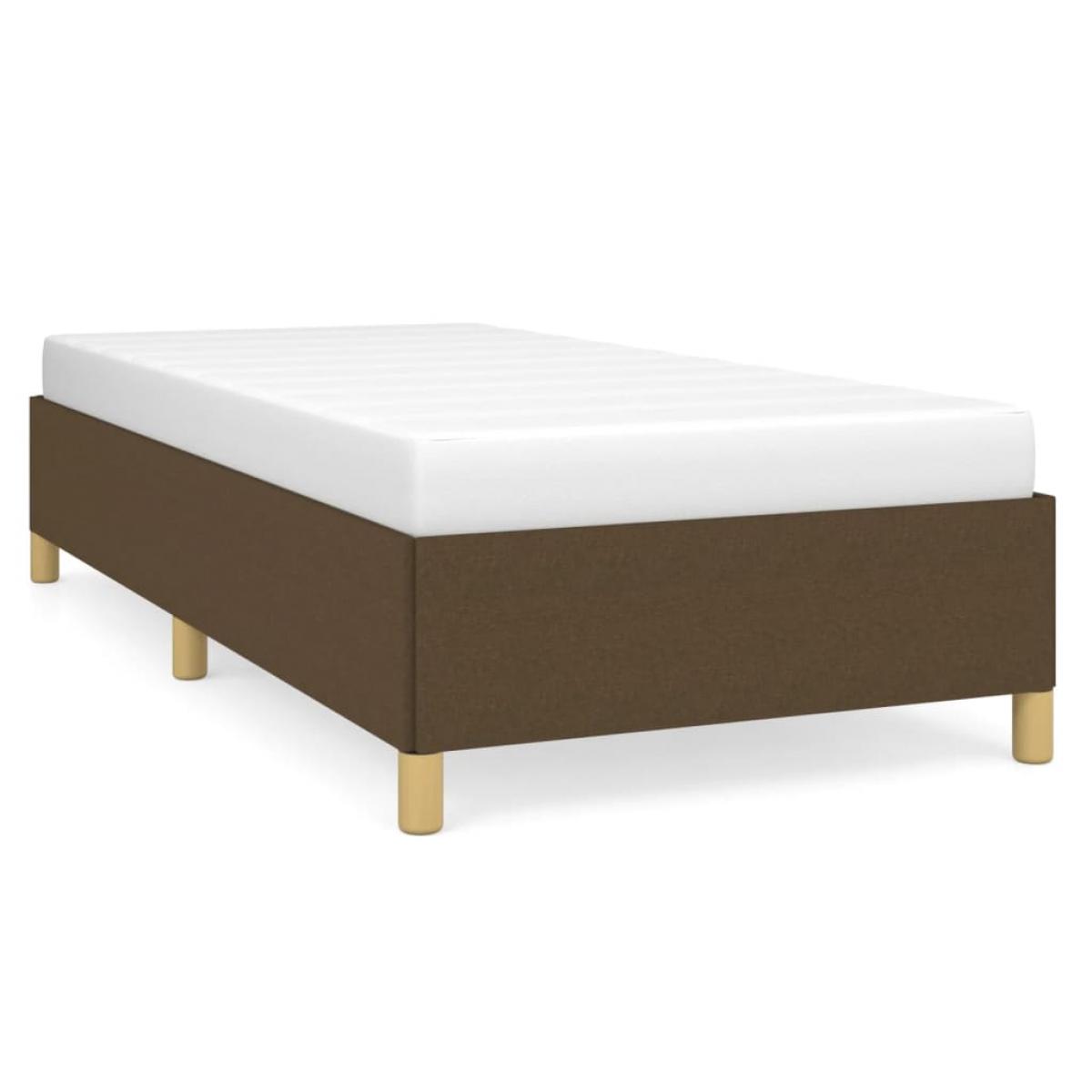 Estructura de cama sin colchón tela marrón oscuro 80x200 cm