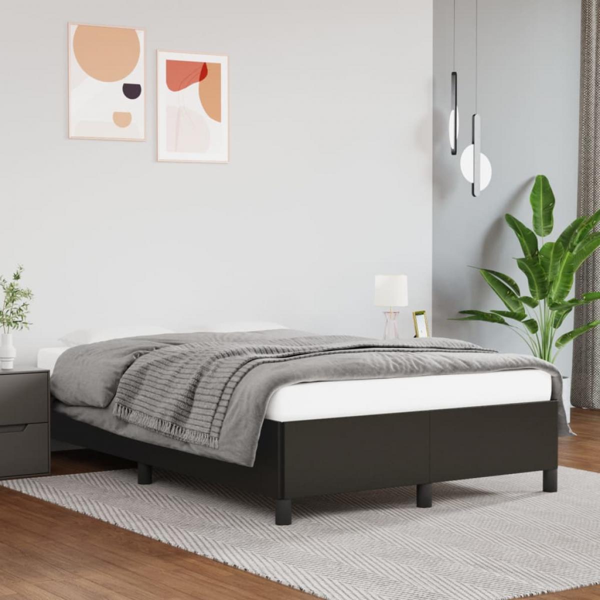 Estructura de cama sin colchón cuero sintético negro 120x200 cm