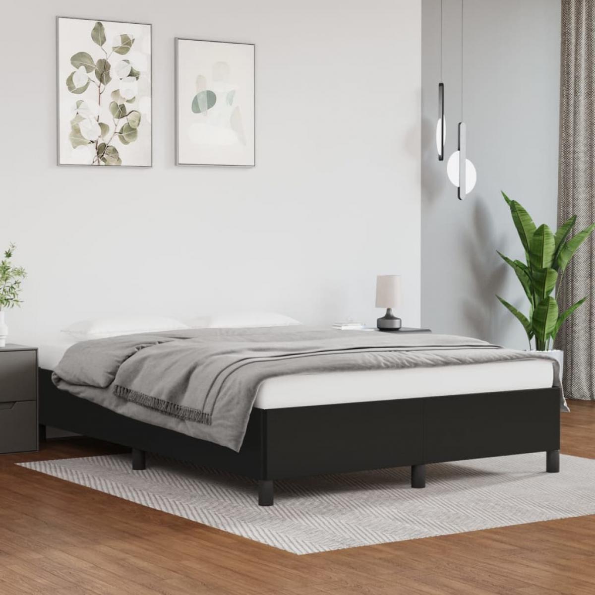 Estructura de cama sin colchón cuero sintético negro 140x200 cm