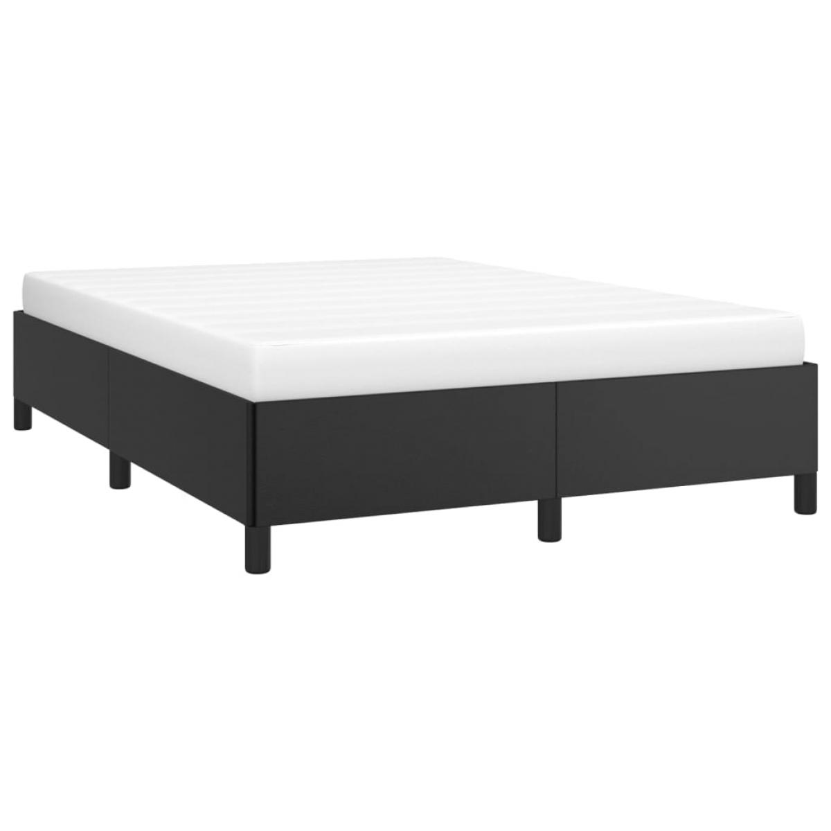 Estructura de cama sin colchón cuero sintético negro 140x200 cm