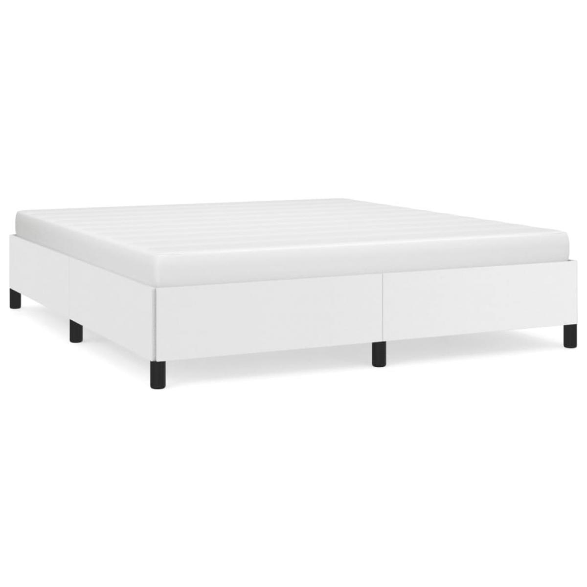 Estructura de cama sin colchón cuero sintético blanco 160x200cm