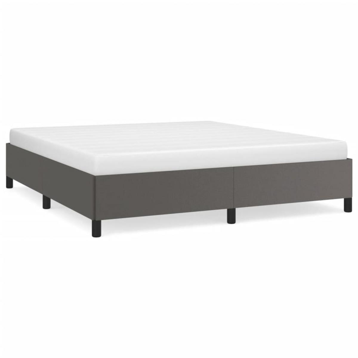 Estructura de cama de cuero sintético gris 200x200 cm