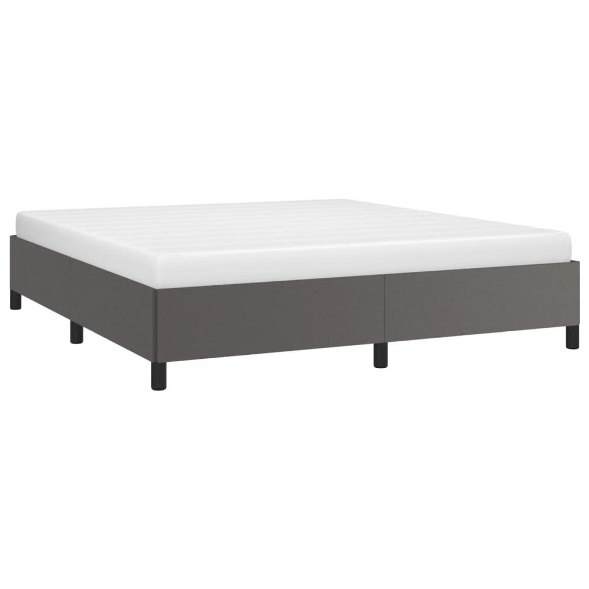 Estructura de cama de cuero sintético gris 200x200 cm