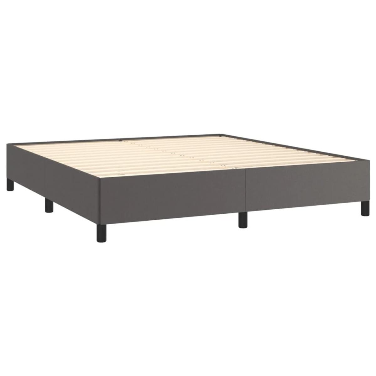 Estructura de cama de cuero sintético gris 200x200 cm