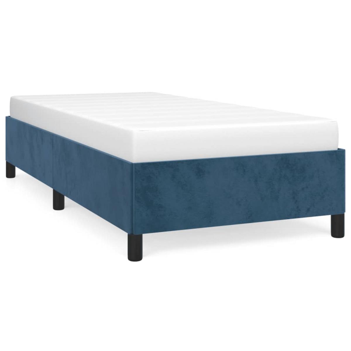 Estructura de cama sin colchón terciopelo azul oscuro 90x190 cm