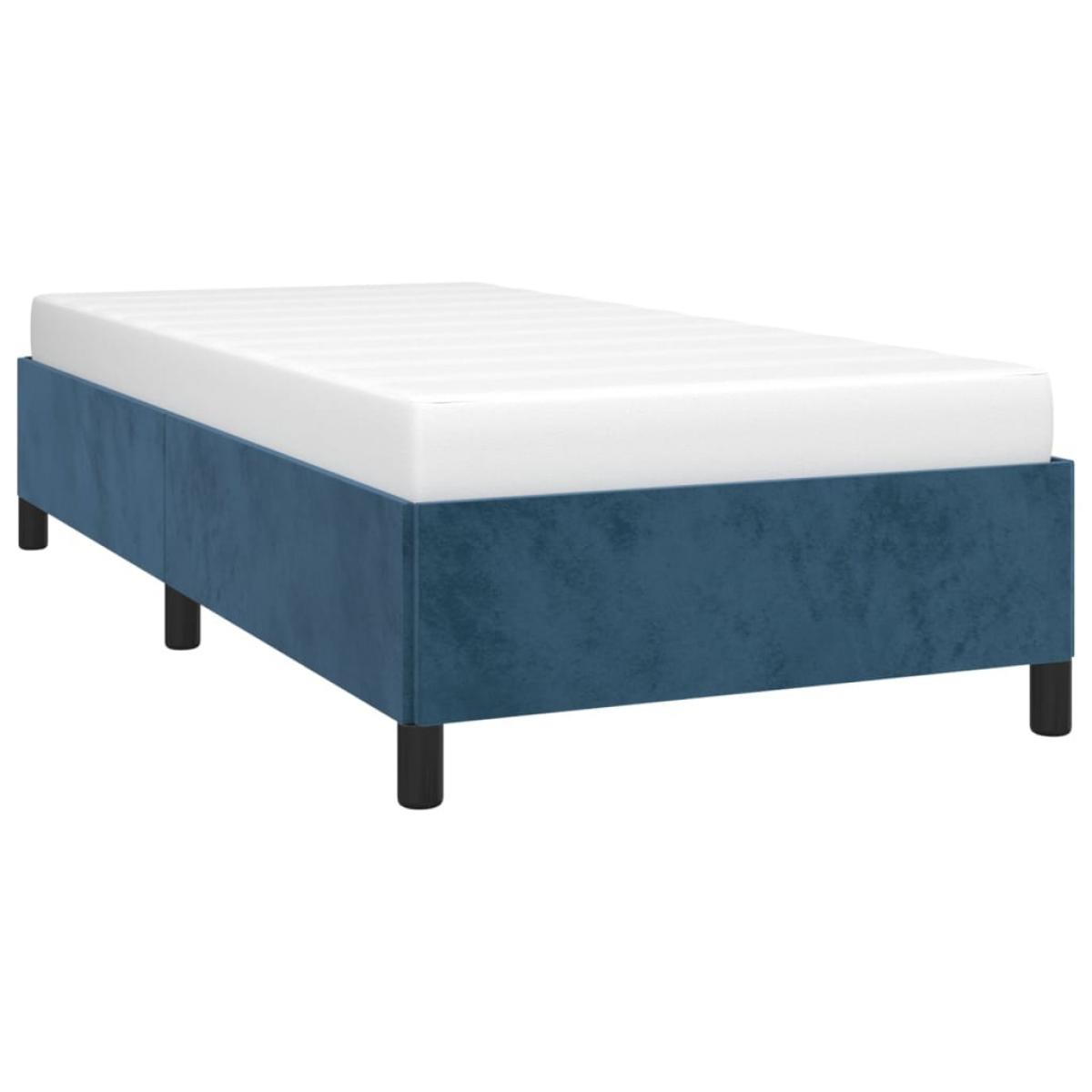 Estructura de cama sin colchón terciopelo azul oscuro 90x190 cm