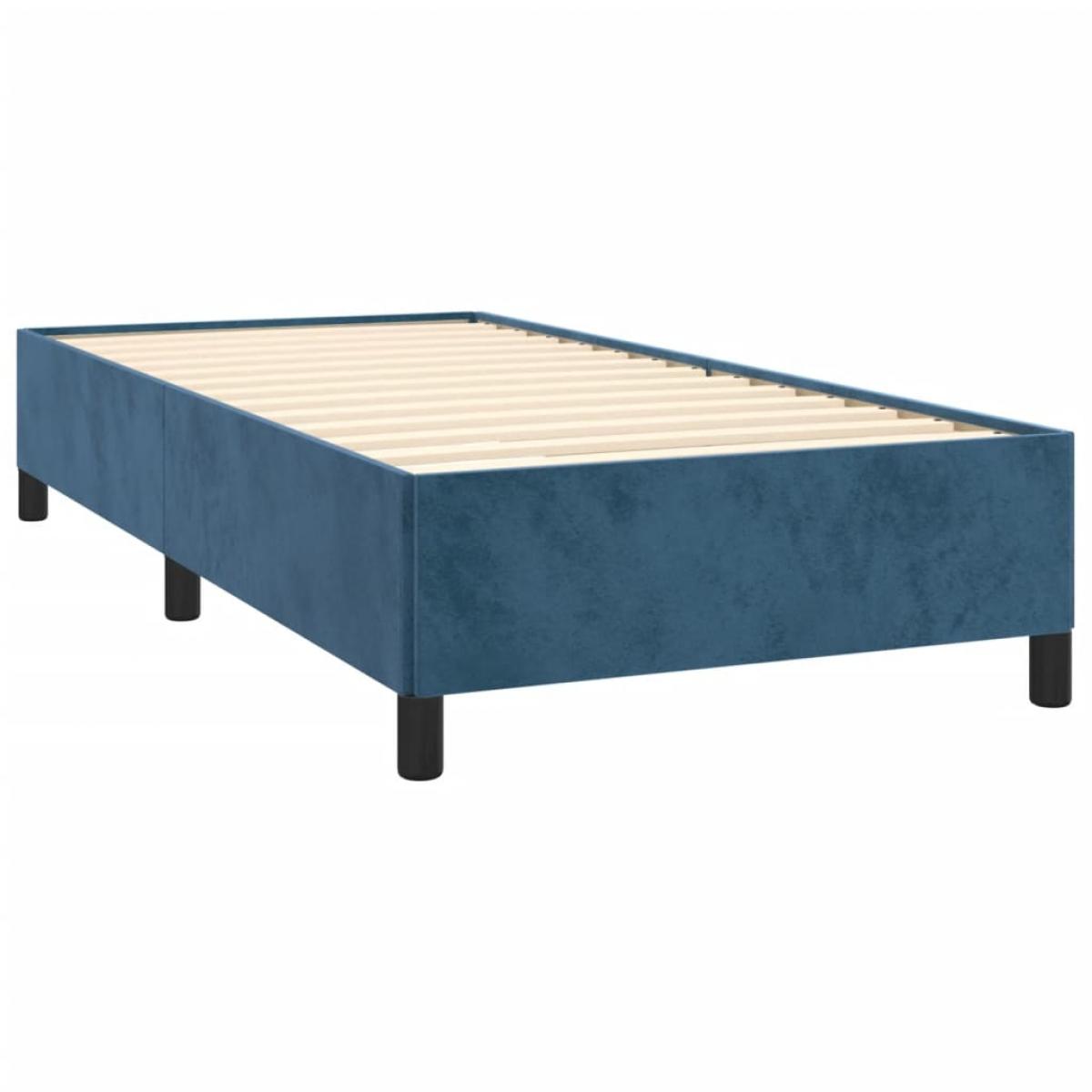 Estructura de cama sin colchón terciopelo azul oscuro 90x190 cm