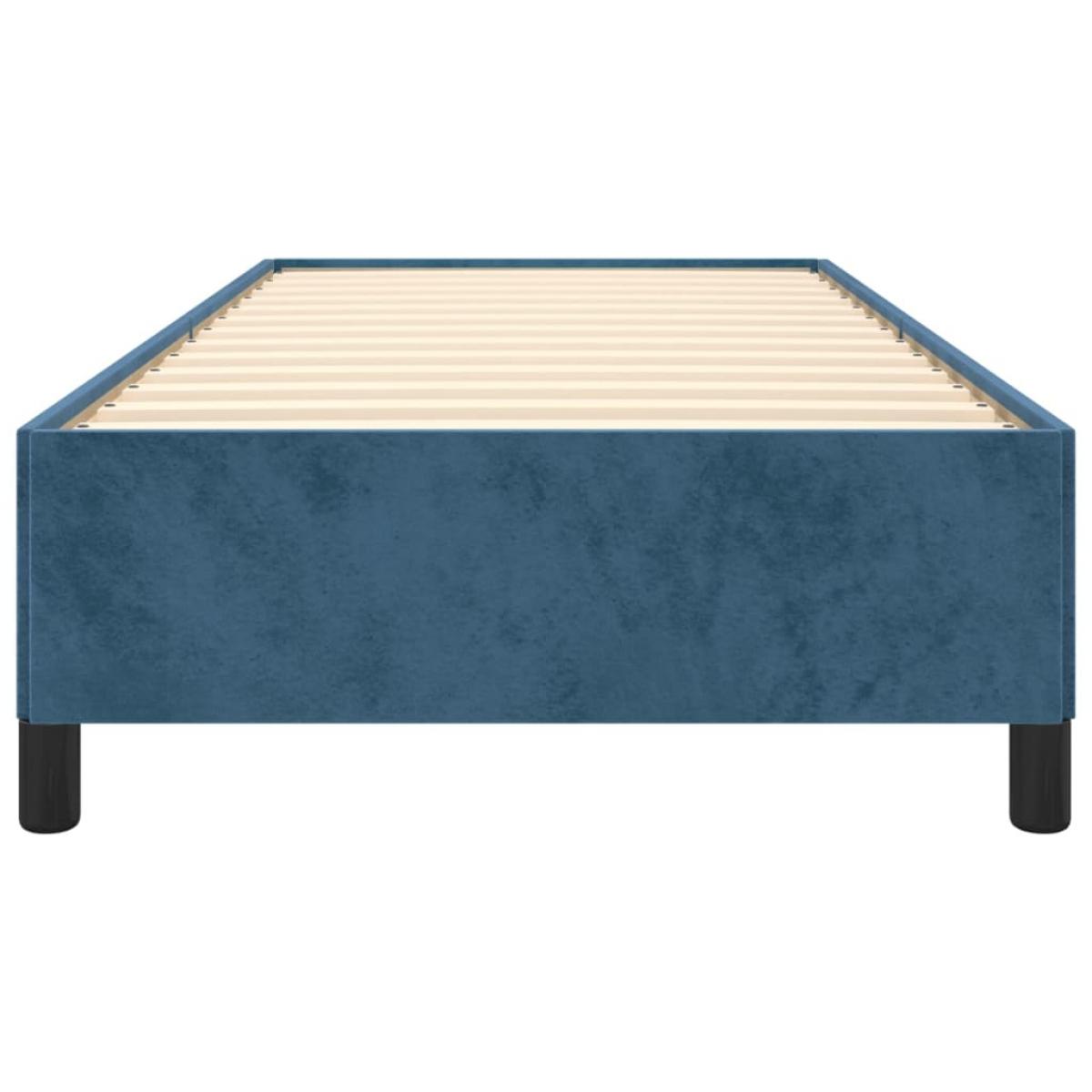 Estructura de cama sin colchón terciopelo azul oscuro 90x190 cm