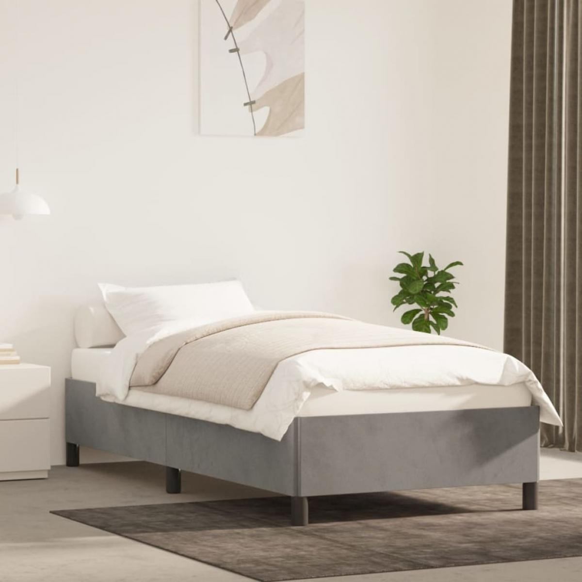 Estructura de cama sin colchón terciopelo gris claro 90x200 cm