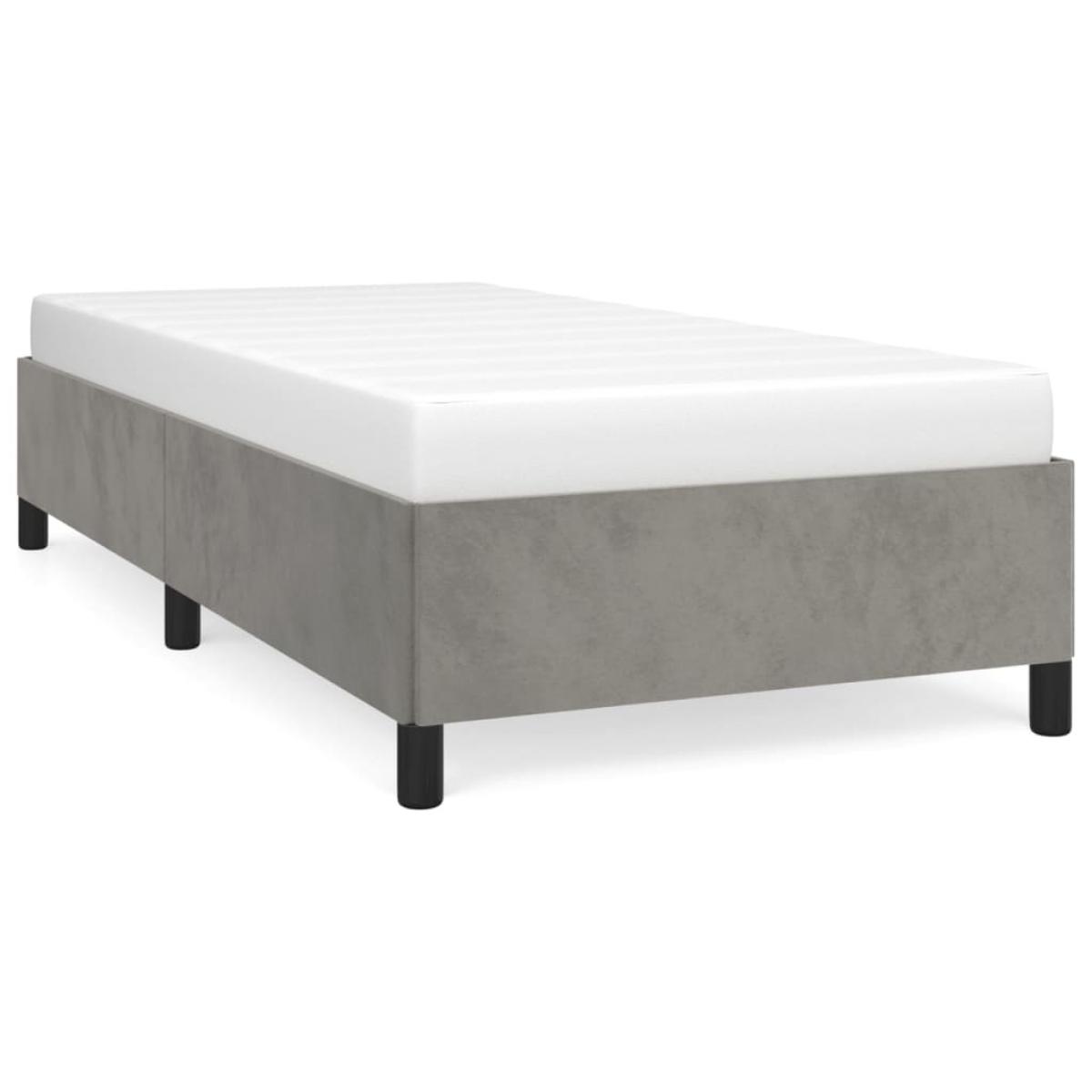 Estructura de cama sin colchón terciopelo gris claro 90x200 cm