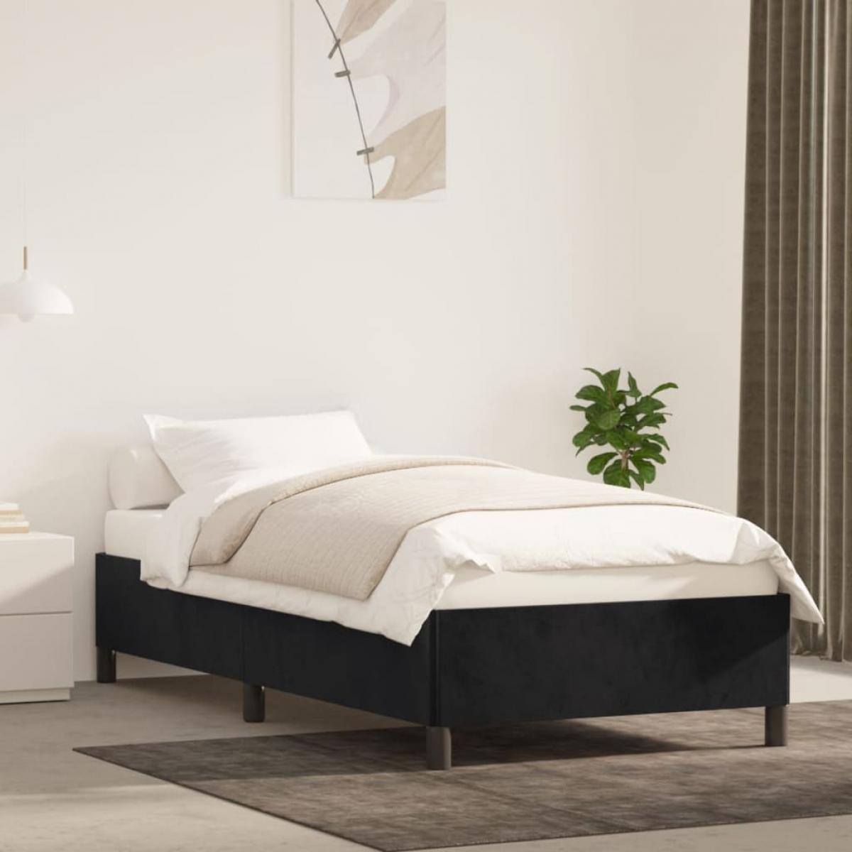 Estructura de cama sin colchón terciopelo negro 90x200 cm