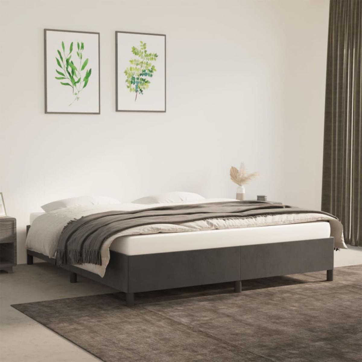 Estructura de cama sin colchón terciopelo gris oscuro 180x200cm