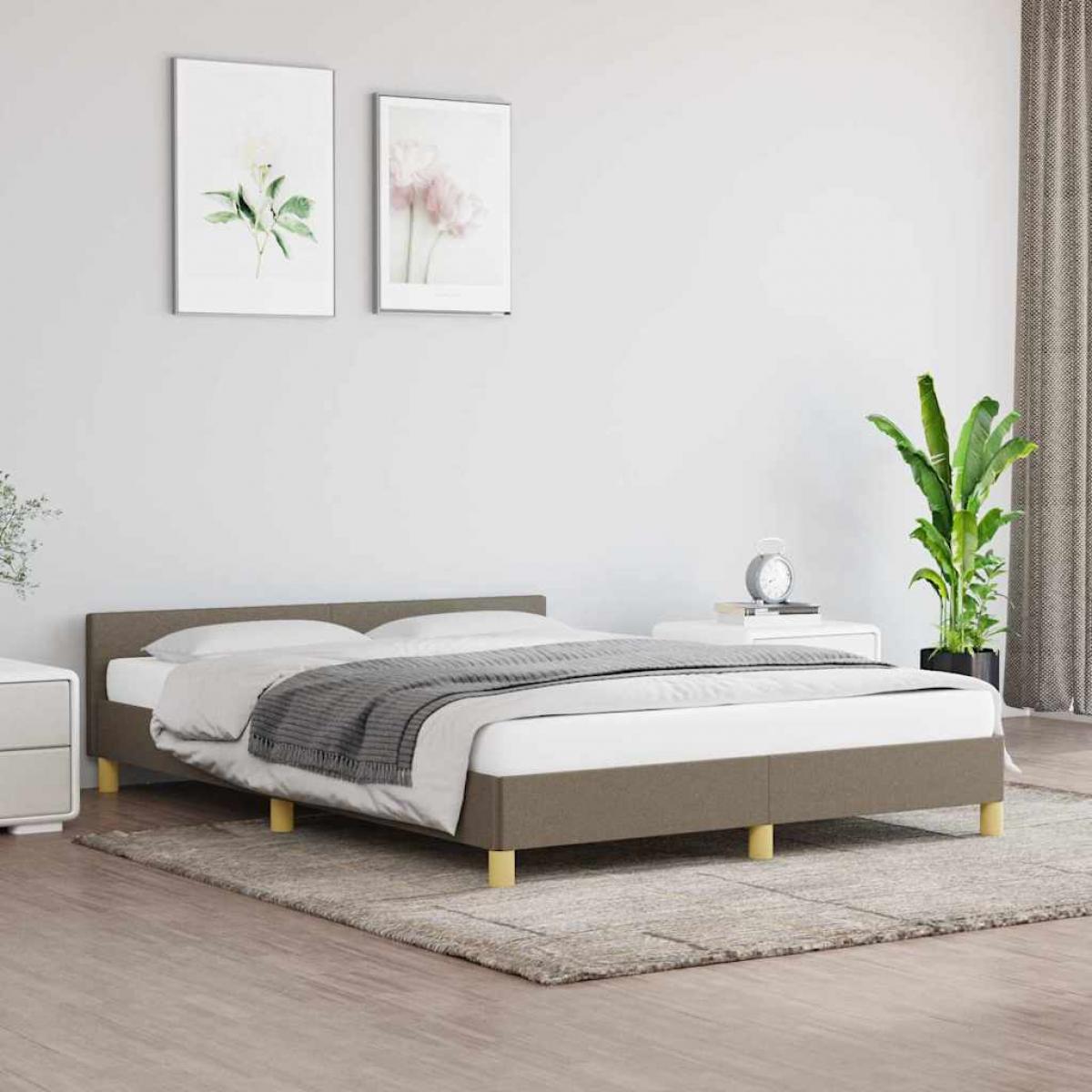 Cama sin colchón tela gris taupe 140x200 cm