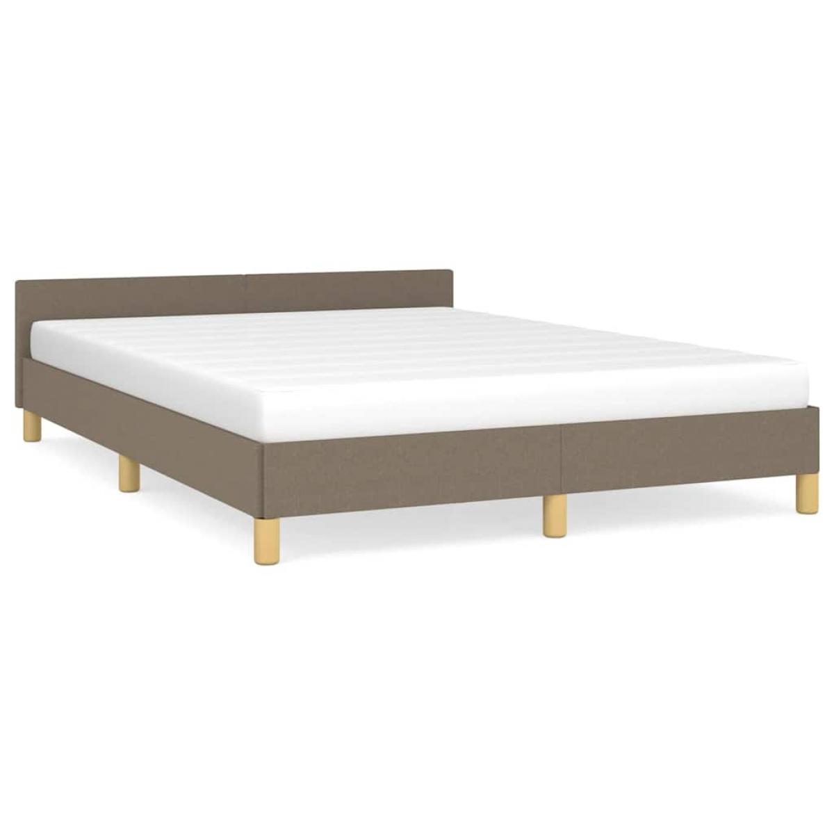 Cama sin colchón tela gris taupe 140x200 cm