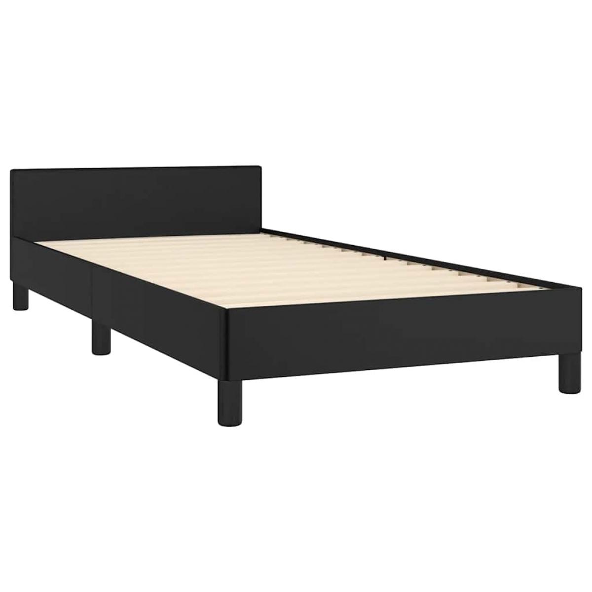Estructura de cama con cabecero sin colchón negro 80x200 cm