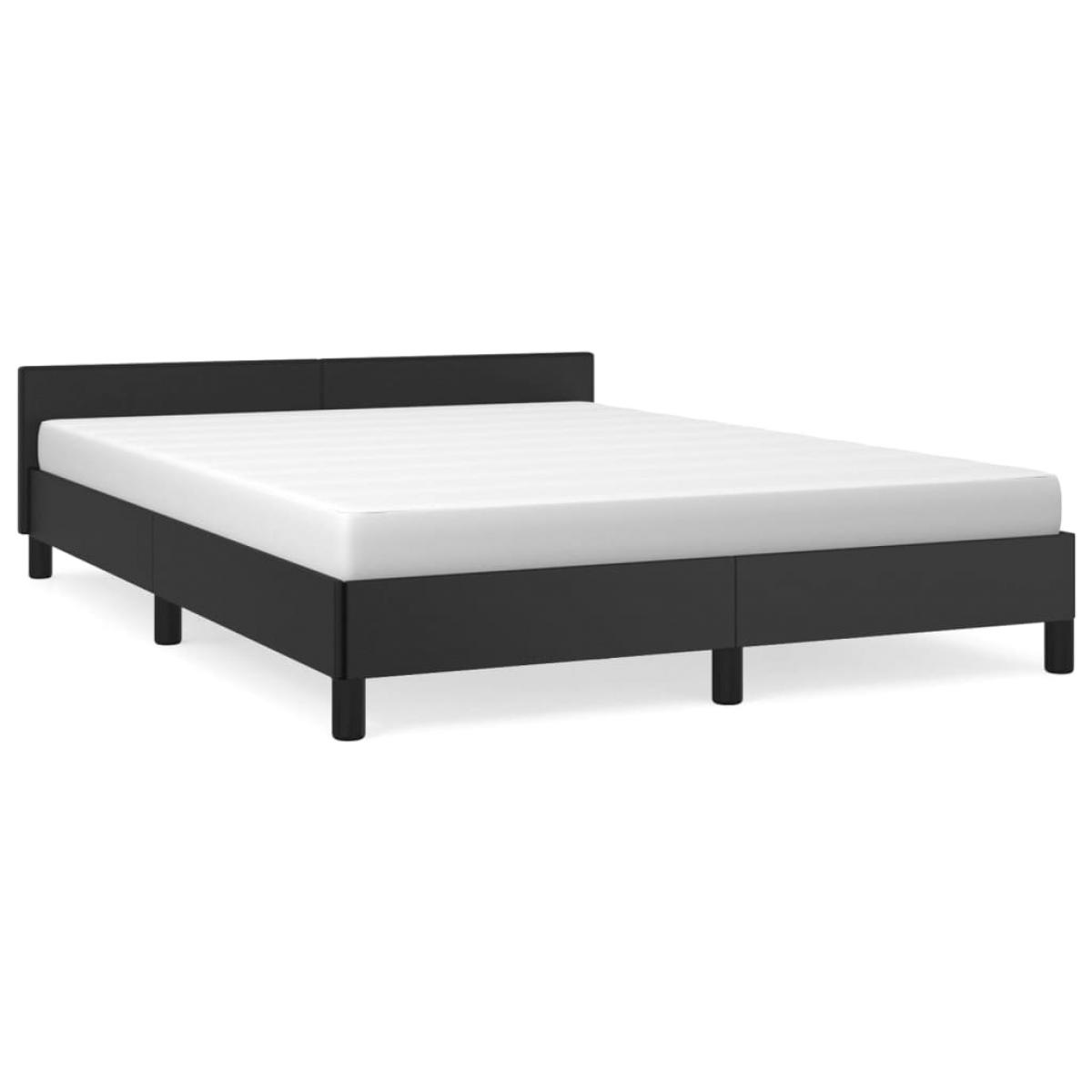 Estructura de cama con cabecero sin colchón negro 140x200 cm