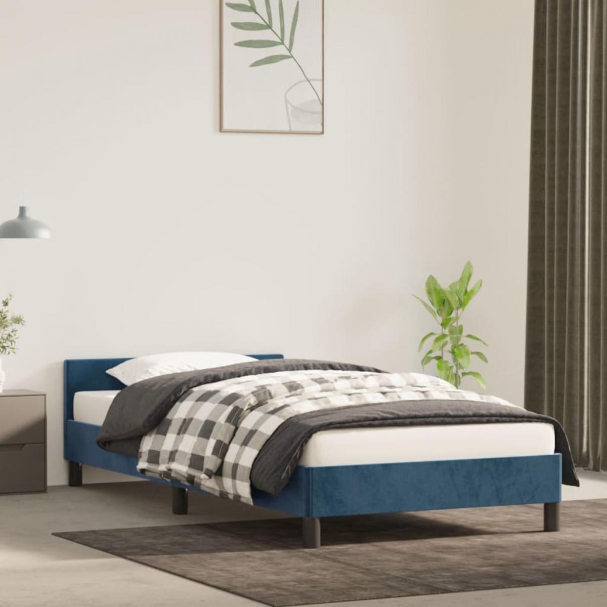 Estructura de cama sin colchón terciopelo azul oscuro 80x200 cm