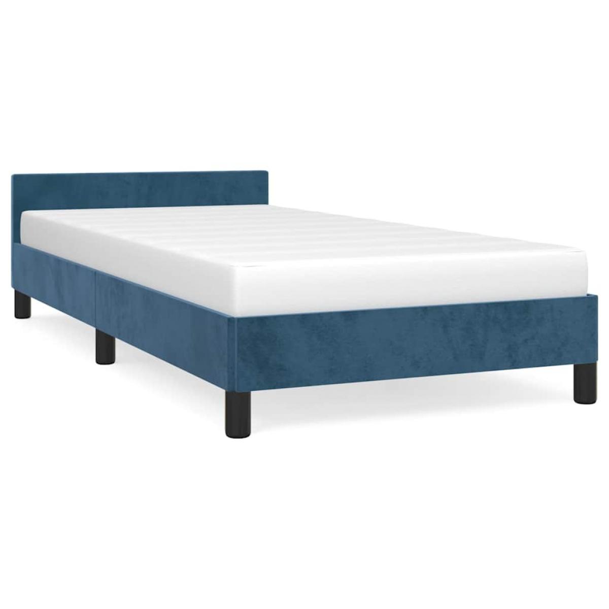 Estructura de cama sin colchón terciopelo azul oscuro 80x200 cm