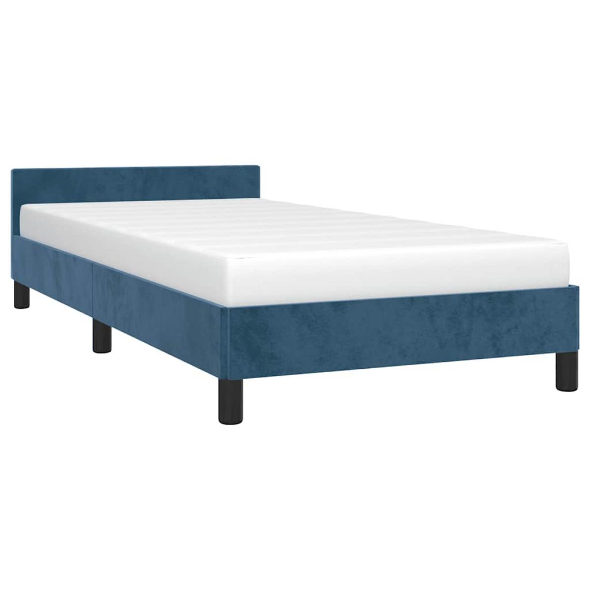 Estructura de cama sin colchón terciopelo azul oscuro 80x200 cm