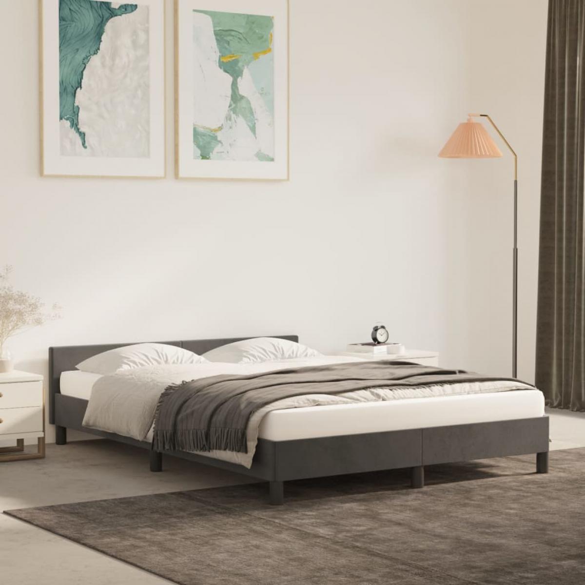 Estructura de cama sin colchón terciopelo gris oscuro 140x200cm