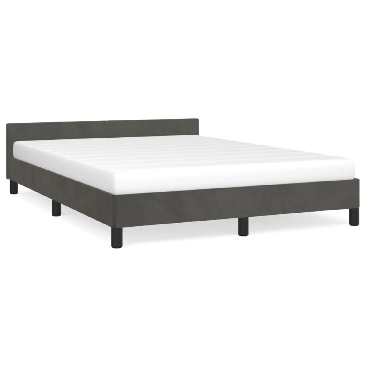 Estructura de cama sin colchón terciopelo gris oscuro 140x200cm
