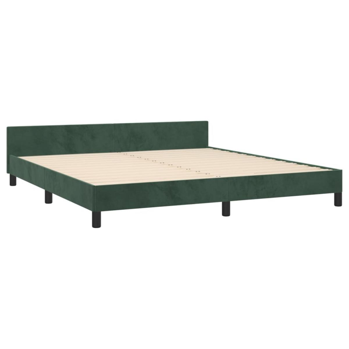 Estructura cama con cabecero terciopelo verde oscuro 160x200 cm