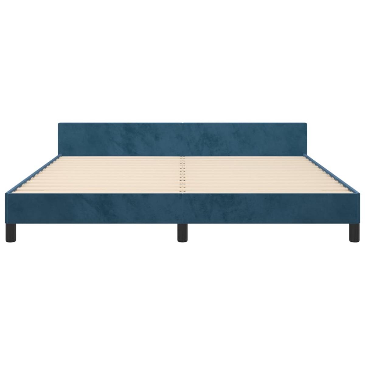 Estructura cama con cabecero terciopelo azul oscuro 180x200 cm