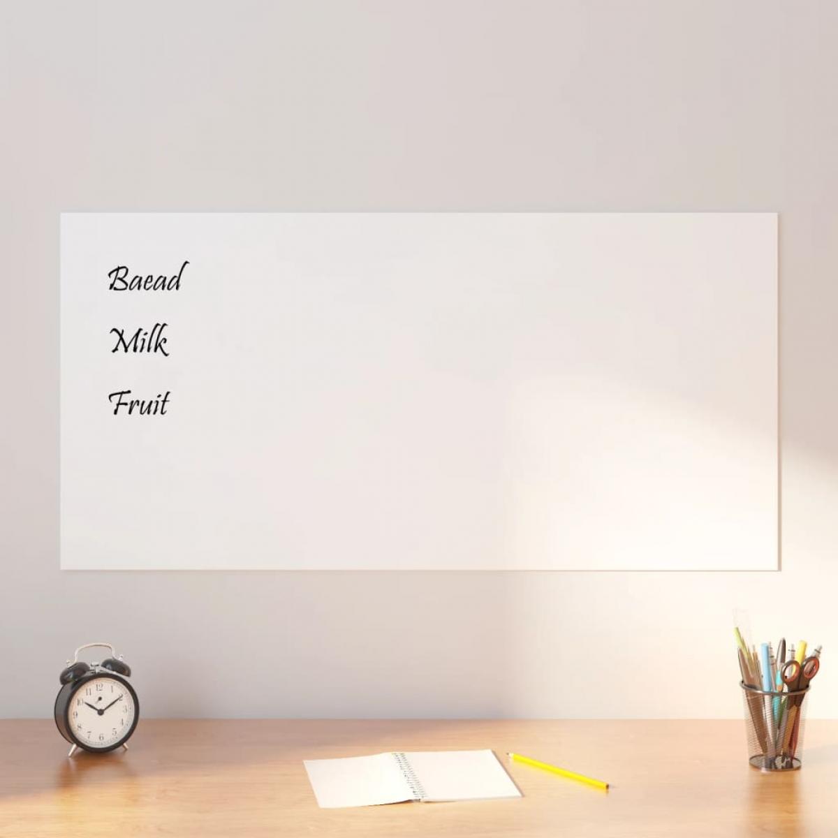 Pizarra magnética de pared vidrio templado blanco 100x50 cm