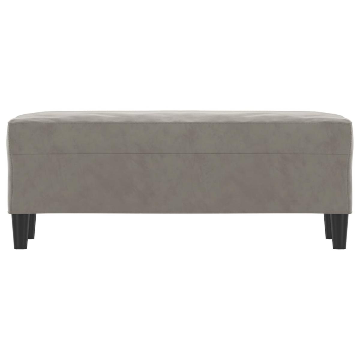 Banco de terciopelo gris claro 100x35x41 cm