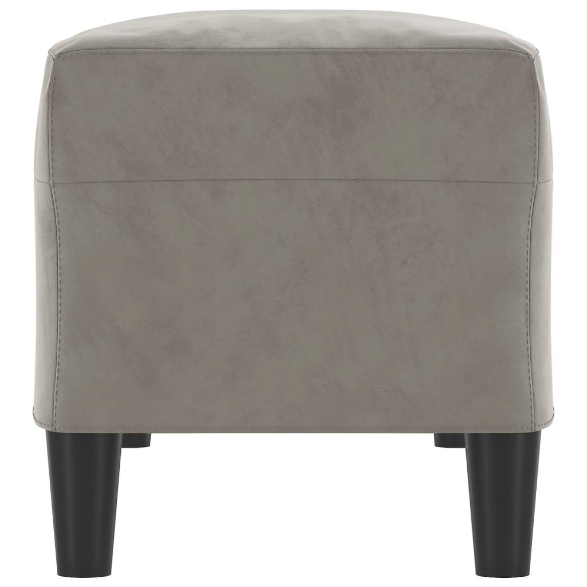 Banco de terciopelo gris claro 100x35x41 cm
