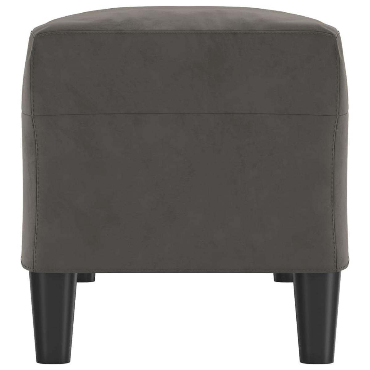 Banco de terciopelo gris oscuro 100x35x41 cm