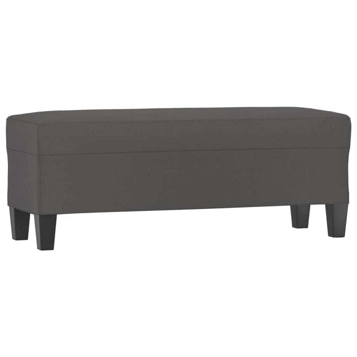 Banco de cuero sintético gris 100x35x41 cm