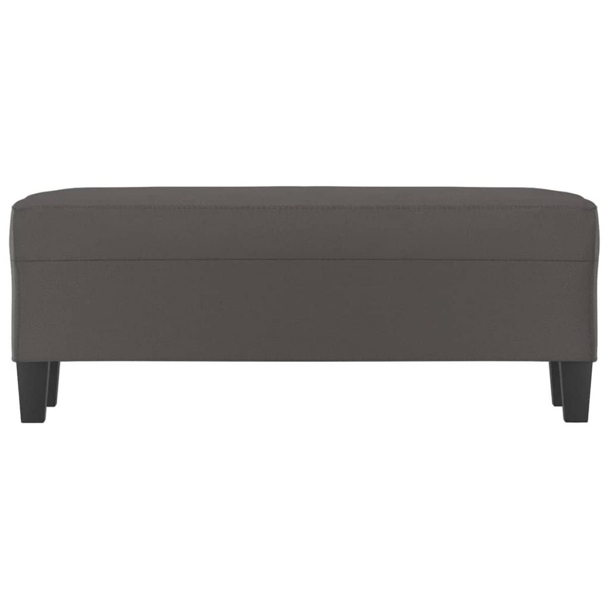 Banco de cuero sintético gris 100x35x41 cm