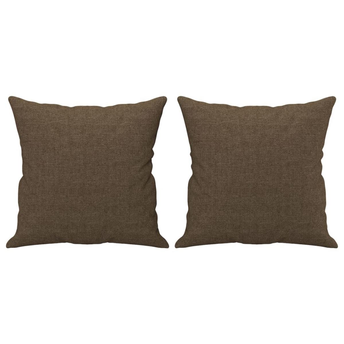 Cojines decorativos 2 uds tela marrón 40x40 cm