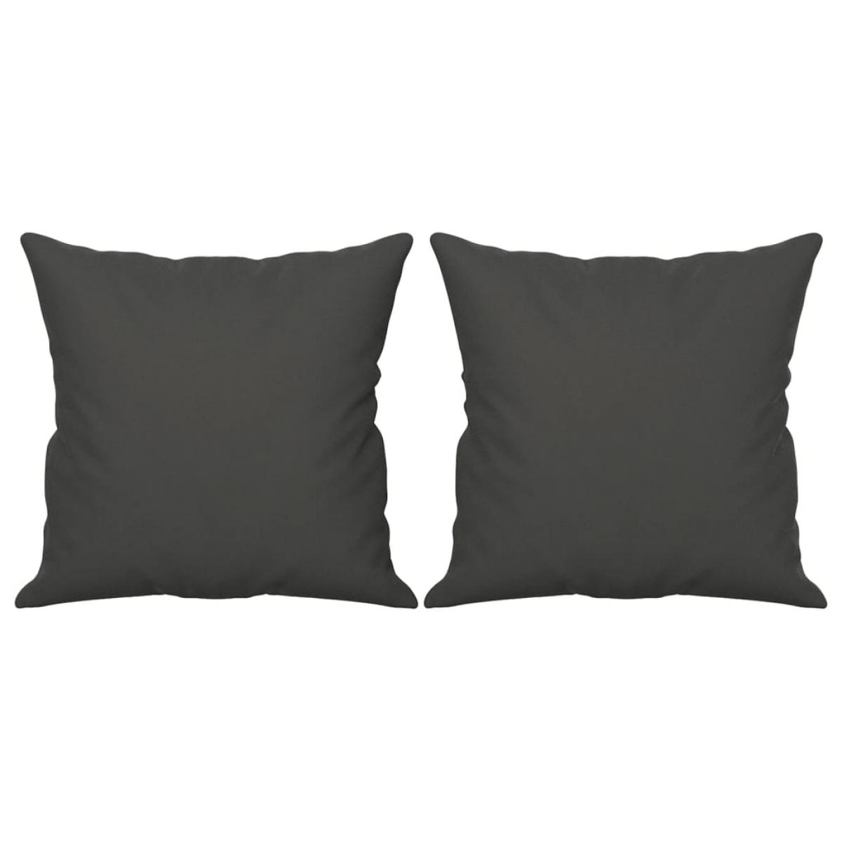 Cojines decorativos 2 uds tela microfibra gris oscuro 40x40 cm