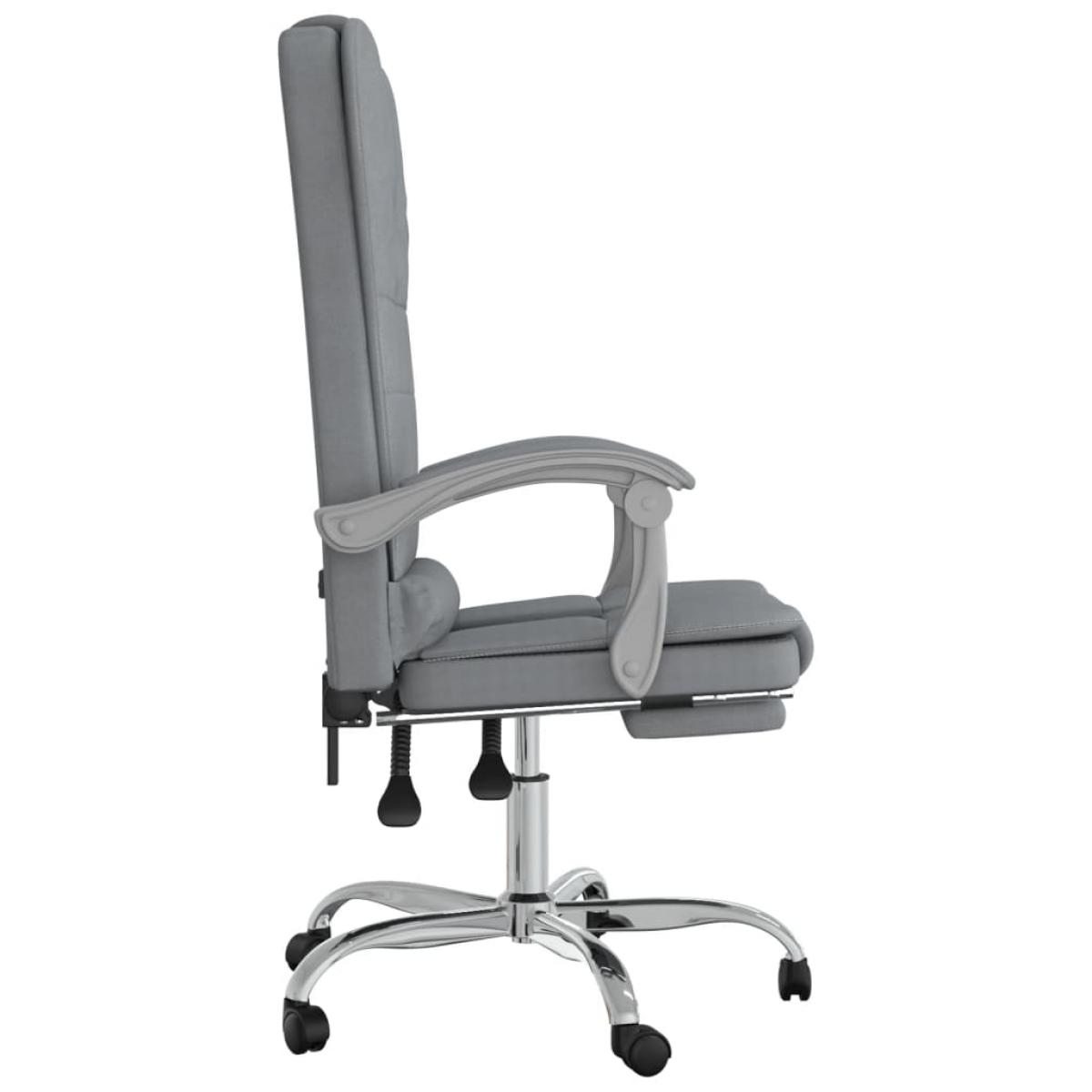 Silla de oficina reclinable con masaje de tela gris claro