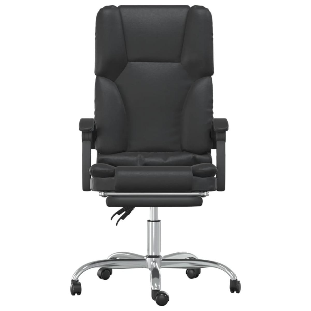 Silla de oficina reclinable masaje cuero sintético negro