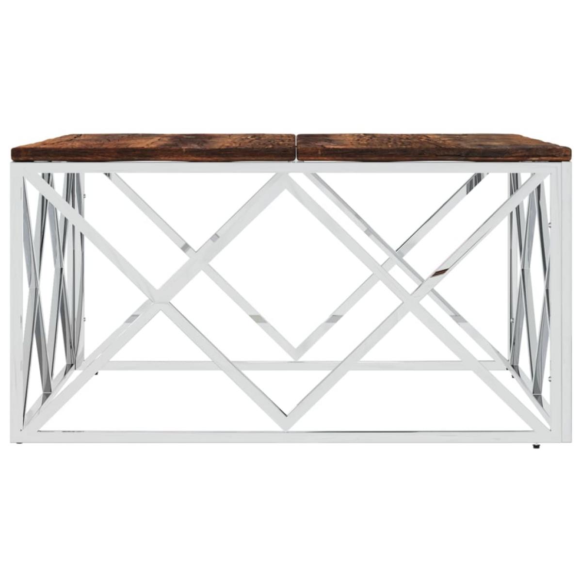 Mesa de centro acero inoxidable y madera maciza reciclada