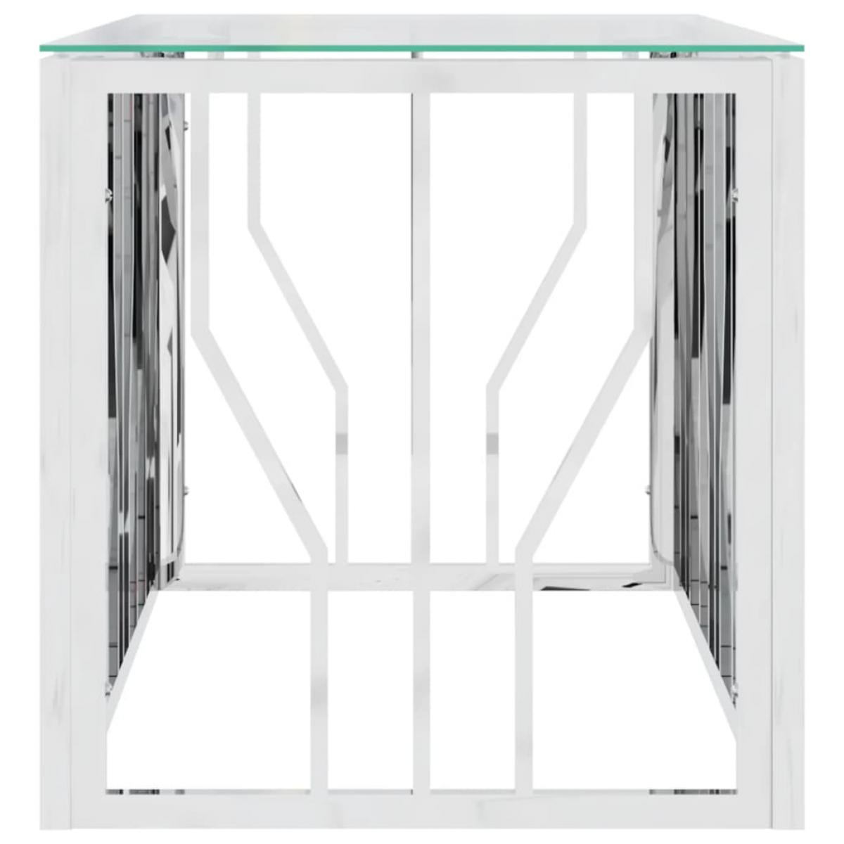 Mesa de centro acero inoxidable y vidrio 110x45x45 cm