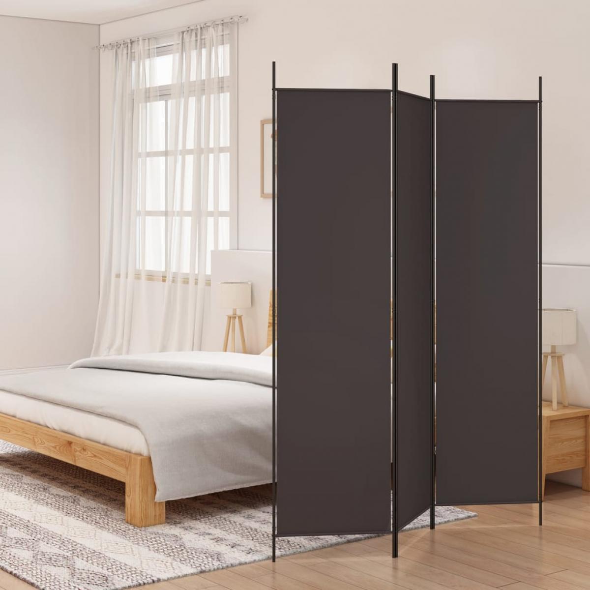 Biombo divisor de 3 paneles de tela marrón 150x200 cm