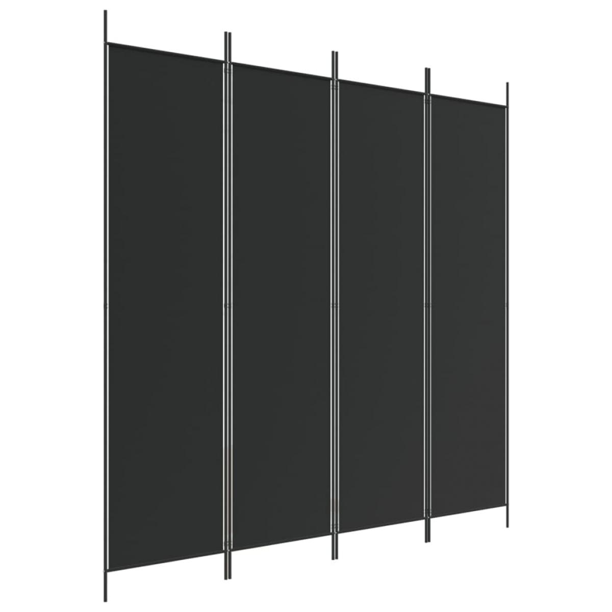 Biombo divisor de 4 paneles de tela negro 200x200 cm